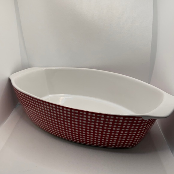Cerutil Stoneware Oven to Table Red White Checkered Casserole Baking Portugal - Picture 3 of 11
